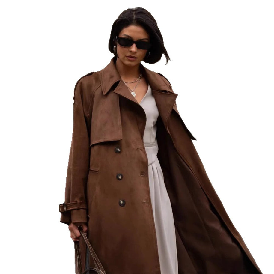 Damen Stilvoller Trenchcoat mit weitem Schnitt und Gürtel WW