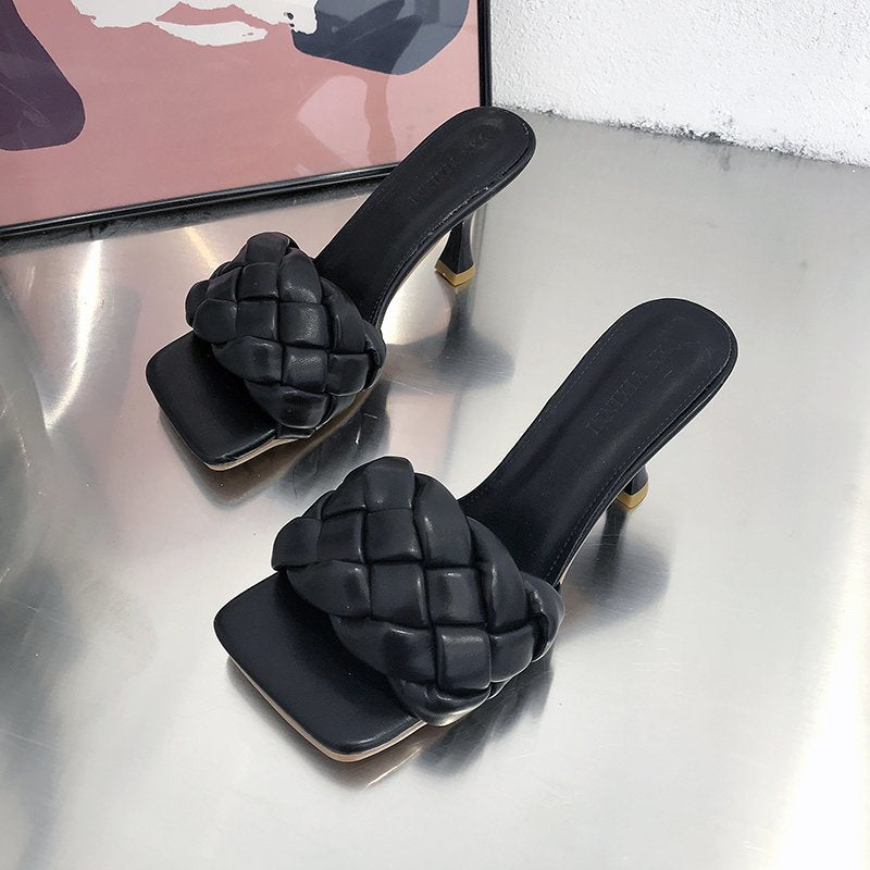 Damen Hochfront-Pantoletten mit geflochtenem Obermaterial und elegantem Absatz W&W