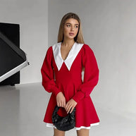 Damen sanft fließendes Kleid mit modernem Kragen WW