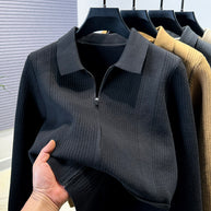 Damen Pullover mit strukturiertem Reißverschluss und klassischem Kragen WW