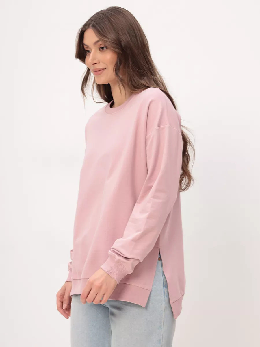 Damen bequemer Sweatshirt mit seitlichen Schlitzen WW