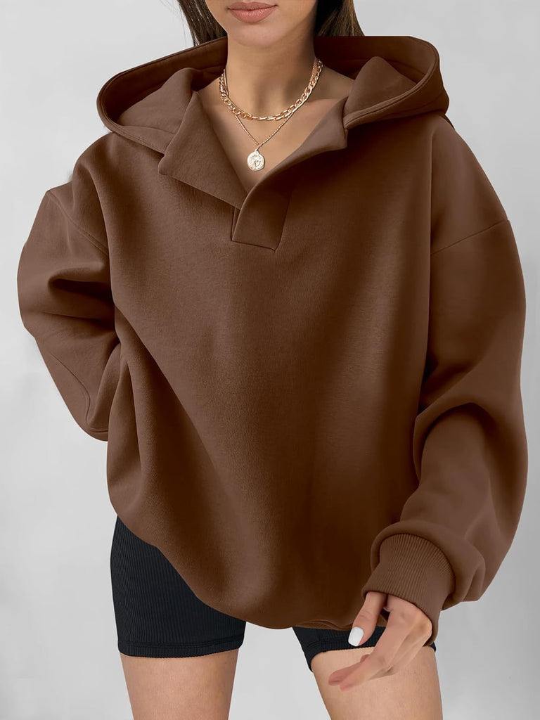 Damen Oversized Kapuzenpullover mit Kängurutasche WW