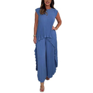 Damen Plissiertes Jumpsuit mit fließendem Schnitt und asymmetrischem Design WW