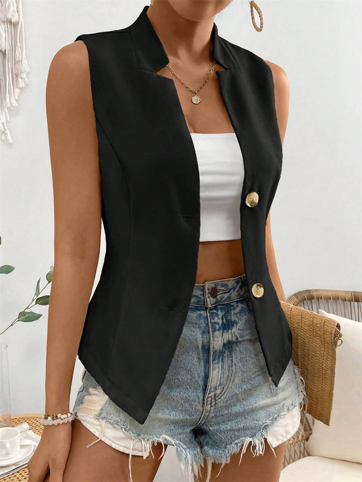 W&W Mode | Ärmelloses Blazer Top Mit Knöpfen Für Damen