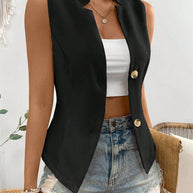 WW | Ärmelloses Blazer Top Mit Knöpfen Für Damen