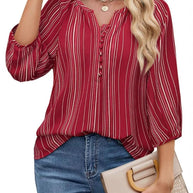 Damen elegante Tunika-Bluse mit raffinierten Streifen WW