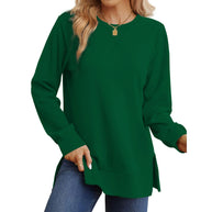 Damen Bequemer Langarm-Sweater mit Seitenschlitzen WW