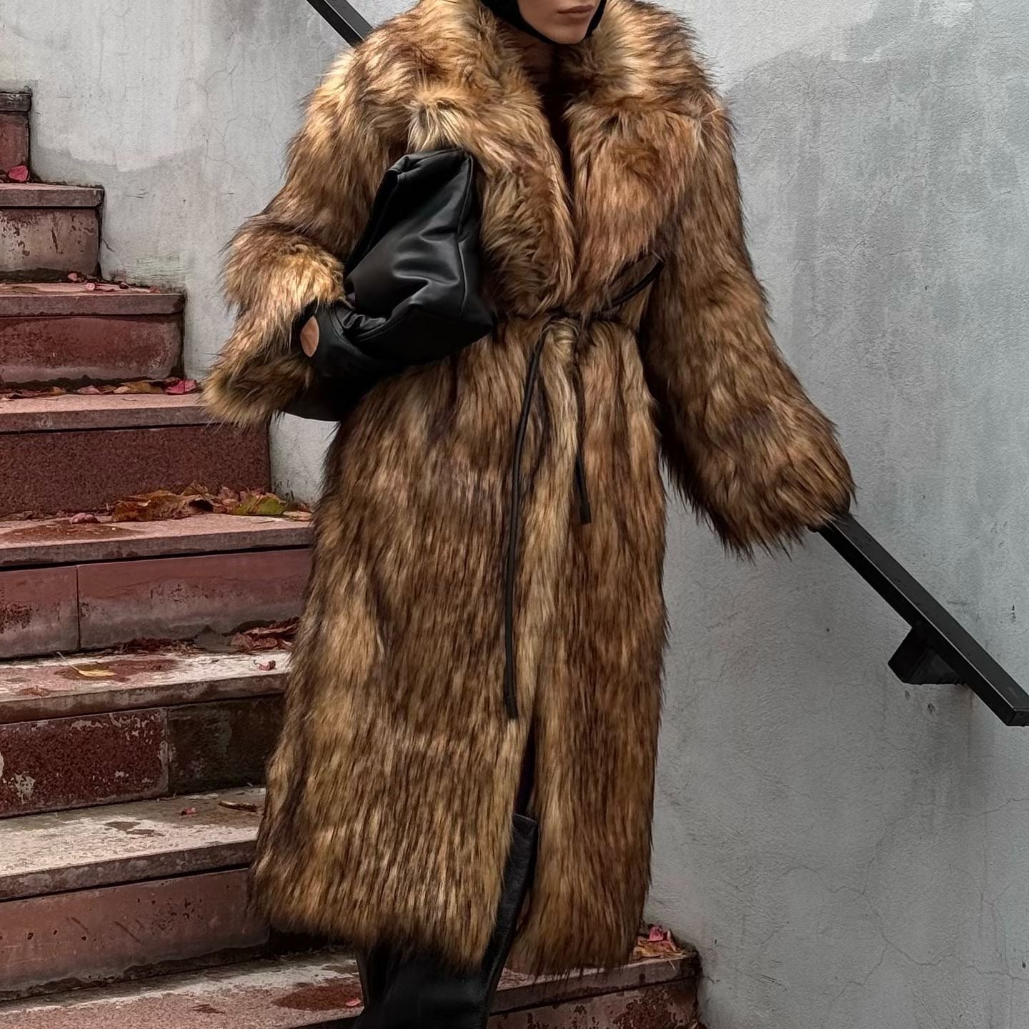 Damen Retro-Inspirierter Kunstpelzmantel WW