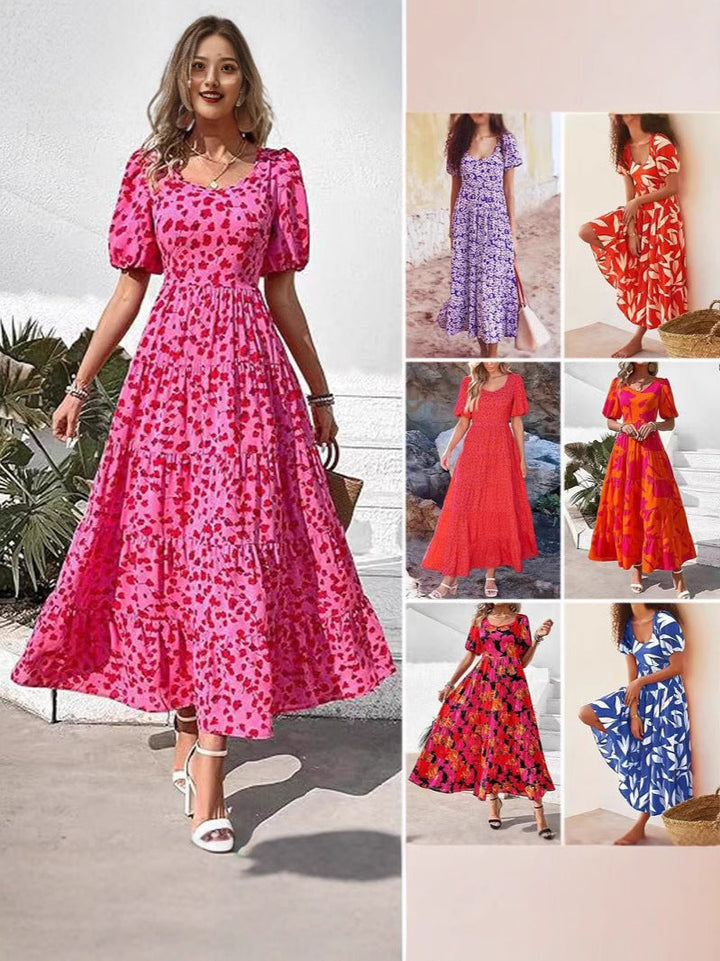 Damen Maxikleid mit Rüschendesign und floralem Muster W&W Mode