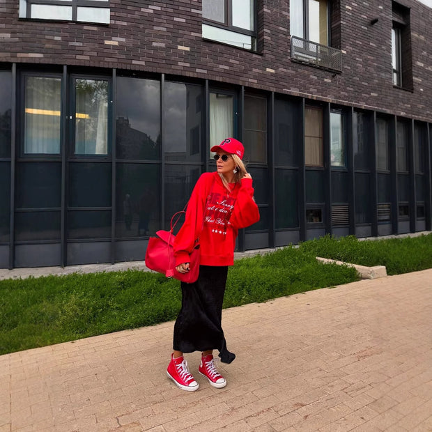 Damen Sportliches Sweatshirt mit auffälligem Schriftzug und lässigem Schnitt WW