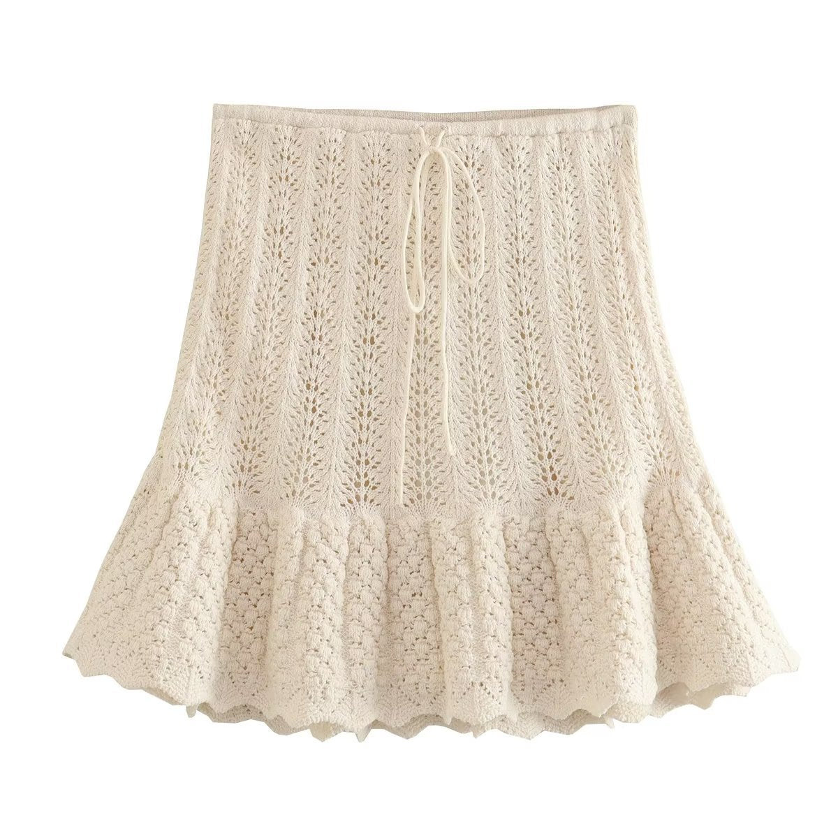 WWMODE | Mode Lässig Strickweste Hohlschliff Top Strick Kurzer Rock Set
