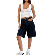 Damen Relaxed Fit Denim-Bermuda mit hohem Bund WW