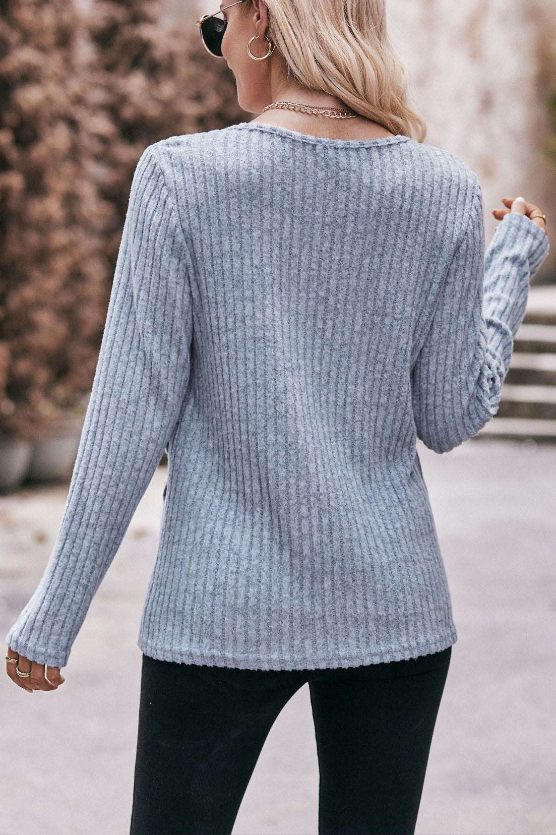 WW Rundsaum geknöpft gebürstetes Oberteil