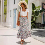 Damen Sommer-Rock mit floralen Mustern und voluminösem Saum WW