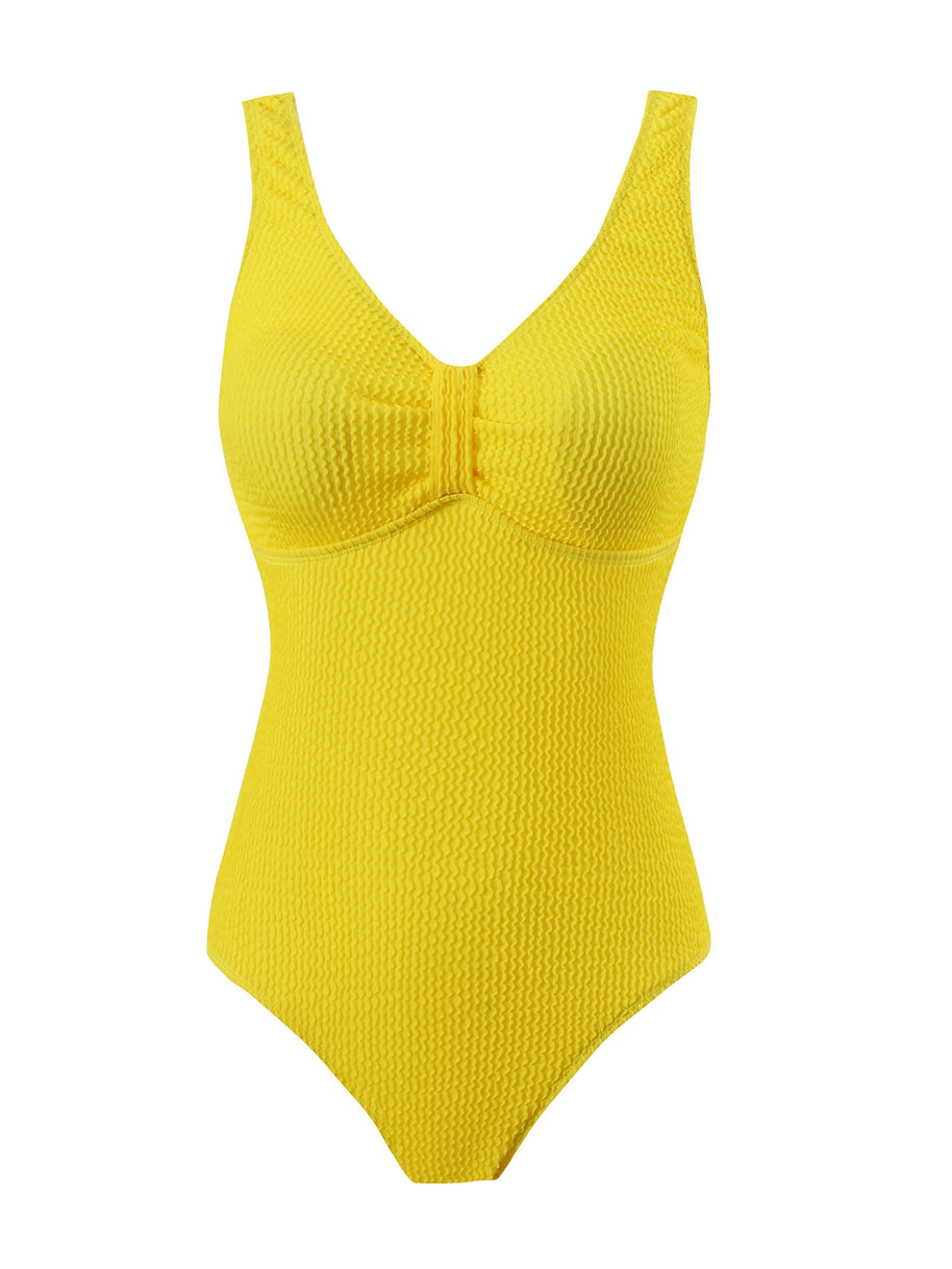 Damen Einteiler Badeanzug mit schickem strukturierte Oberfläche und formendem Effekt WW