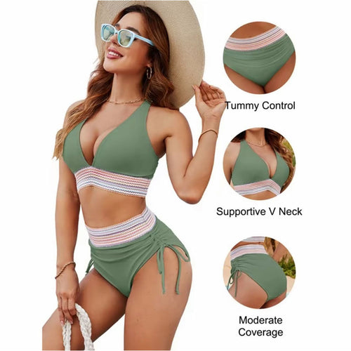 Damen Anpassbares Hochtailliertes Bikini Set WW