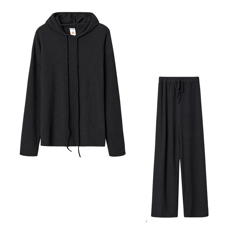 Damen Relaxed Fit Sweater-Set mit Kapuze und weiten Hosen WW