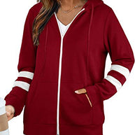 Damen sportliche Kapuzenjacke mit kontrastierenden Streifen WW