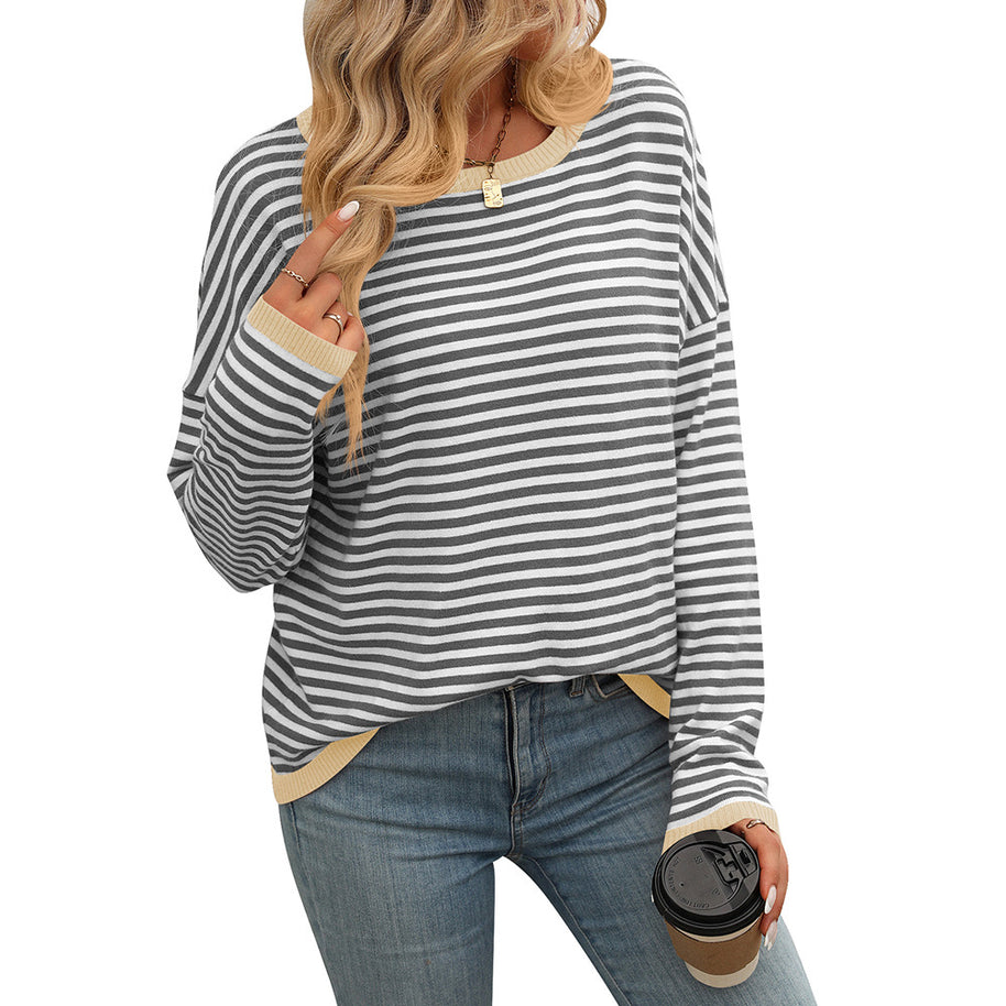 Damen lässiger gestreifter Pullover WW