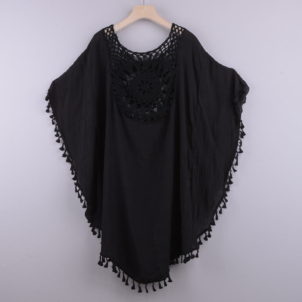 Damen Strandtunika mit gehäkeltem Detail und Quasten WW