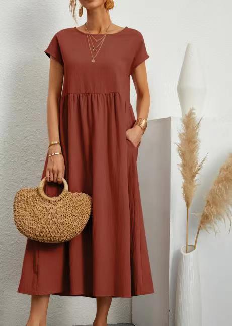 Damen Midikleid mit lässigem Schnitt und seitlichen Taschen W&W Mode
