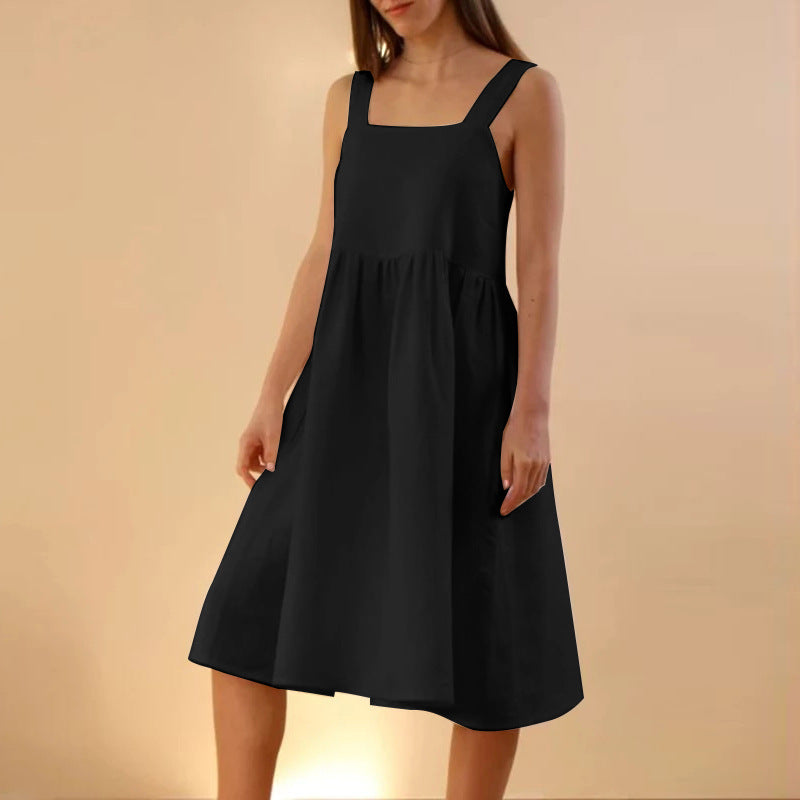 Damen Sommerkleid mit tiefem Rückenausschnitt und Knopfdetails WW