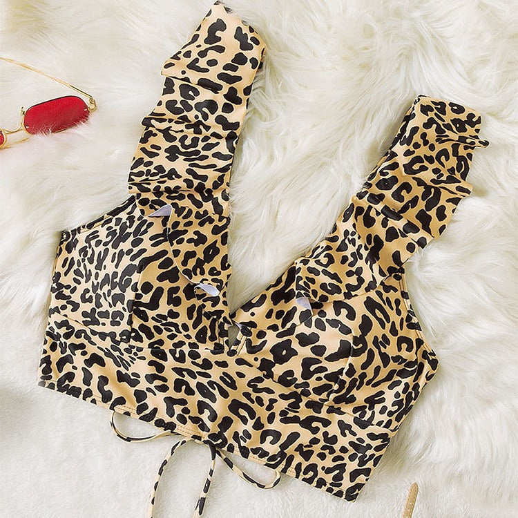 Damen Rüschentop mit Leopardenmuster WW