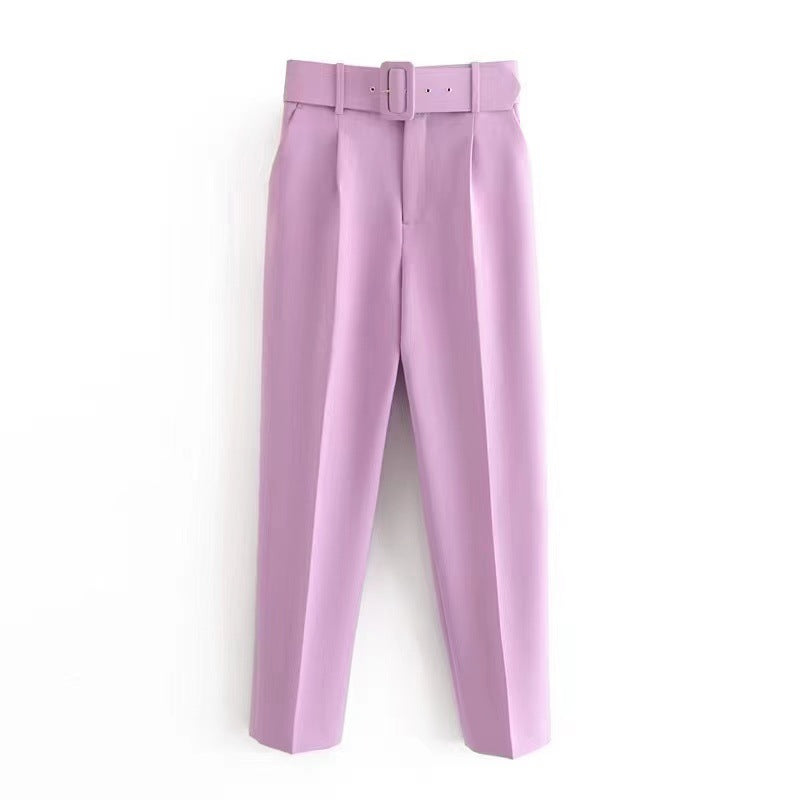 Damen weite Hochbundhose mit schickem Gürtel WW
