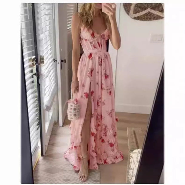 WW | Bedrucktes Strandurlaub Langrock Kleid
