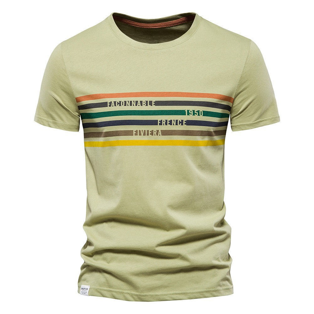 Herren T-Shirt mit modernem Streifendruck und weichem Stoffmaterial WW