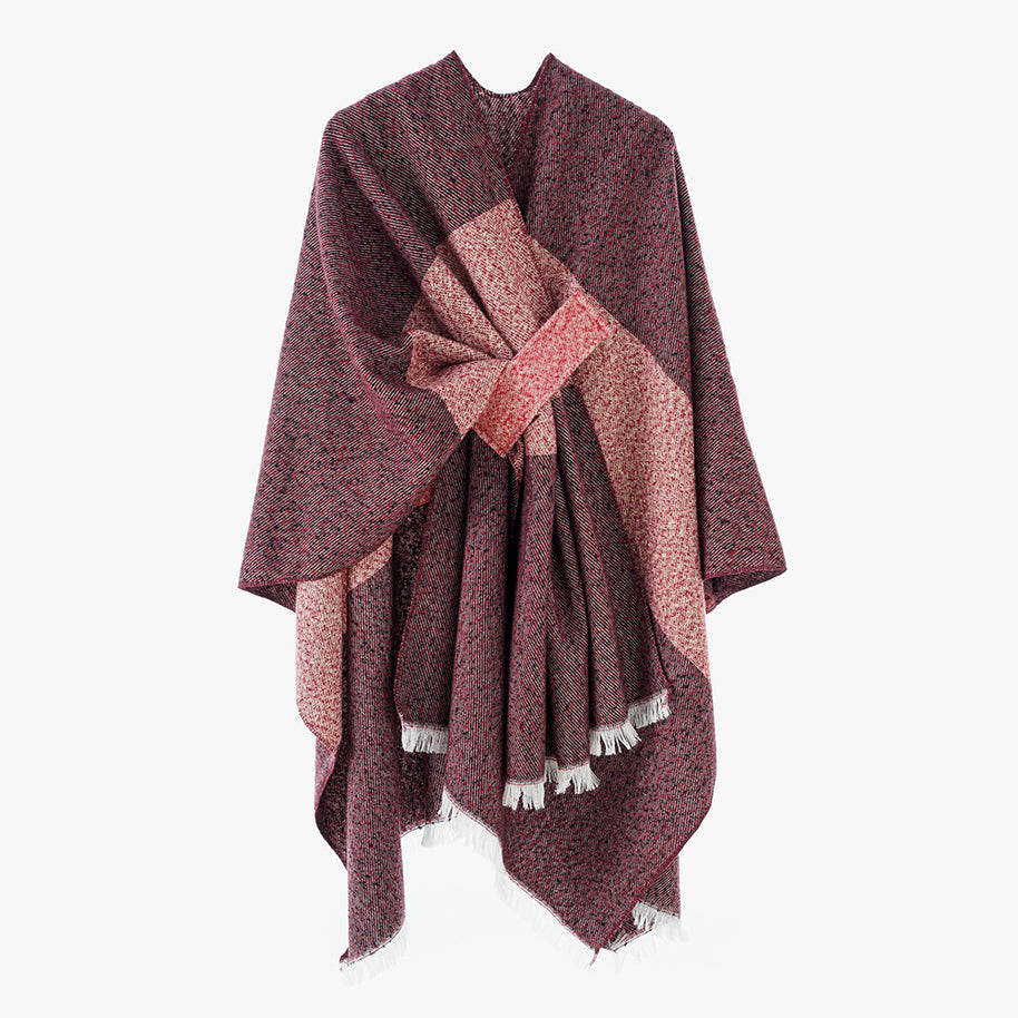 Damen Luxuriöser Oversize Poncho aus hochwertigem Mischgewebe WW