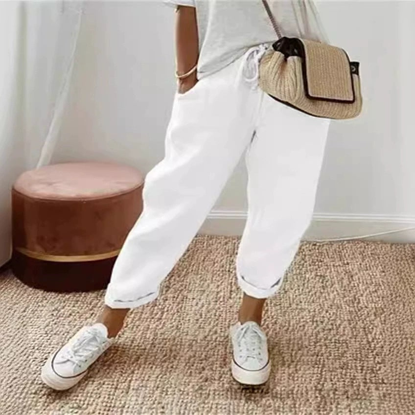 Damen Bequeme und lässige Chino-Hose mit elastischem Bund WW