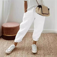 Damen Bequeme und lässige Chino-Hose mit elastischem Bund WW