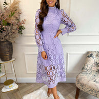 WW | Spitzen Puffärmel Enganliegendes Kleid