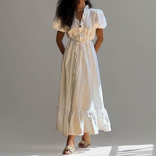 Damen Maxikleid mit luftiger Wickeloptik und dekorativem Rüschensaum W&W Mode