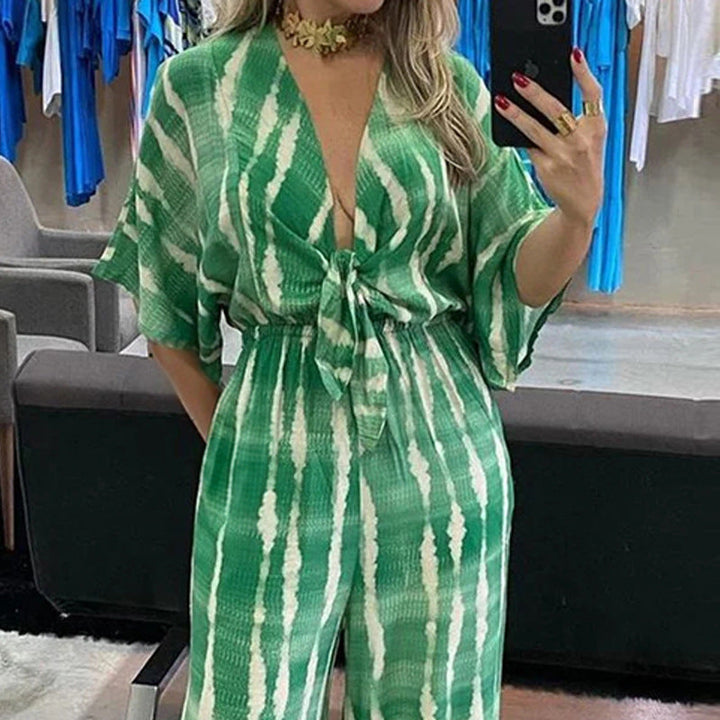 Damen Jumpsuit mit eleganten Kimono-Ärmeln und taillierbarem Bindegürtel W&W Mode
