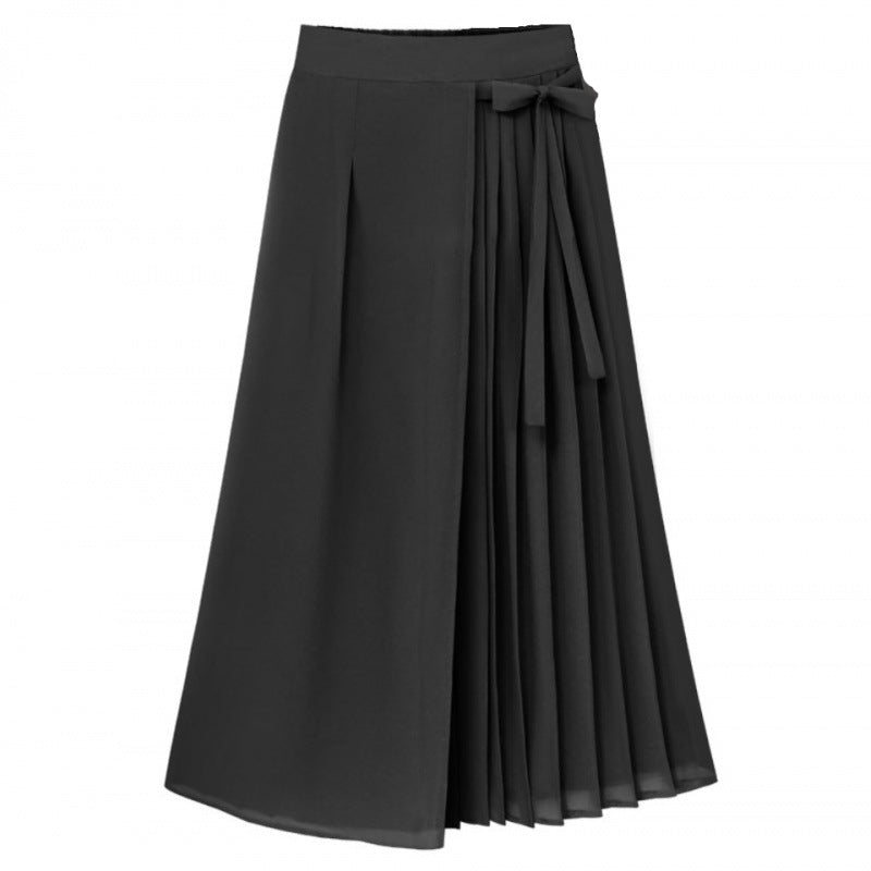Damen Plisseerock mit Taillenband und eleganter Drapierung WW