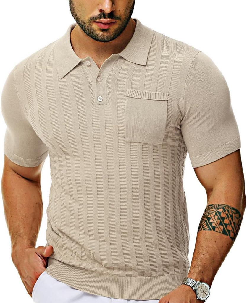 Herren Poloshirt mit strukturiertem Muster und kurzer Ärmel WW