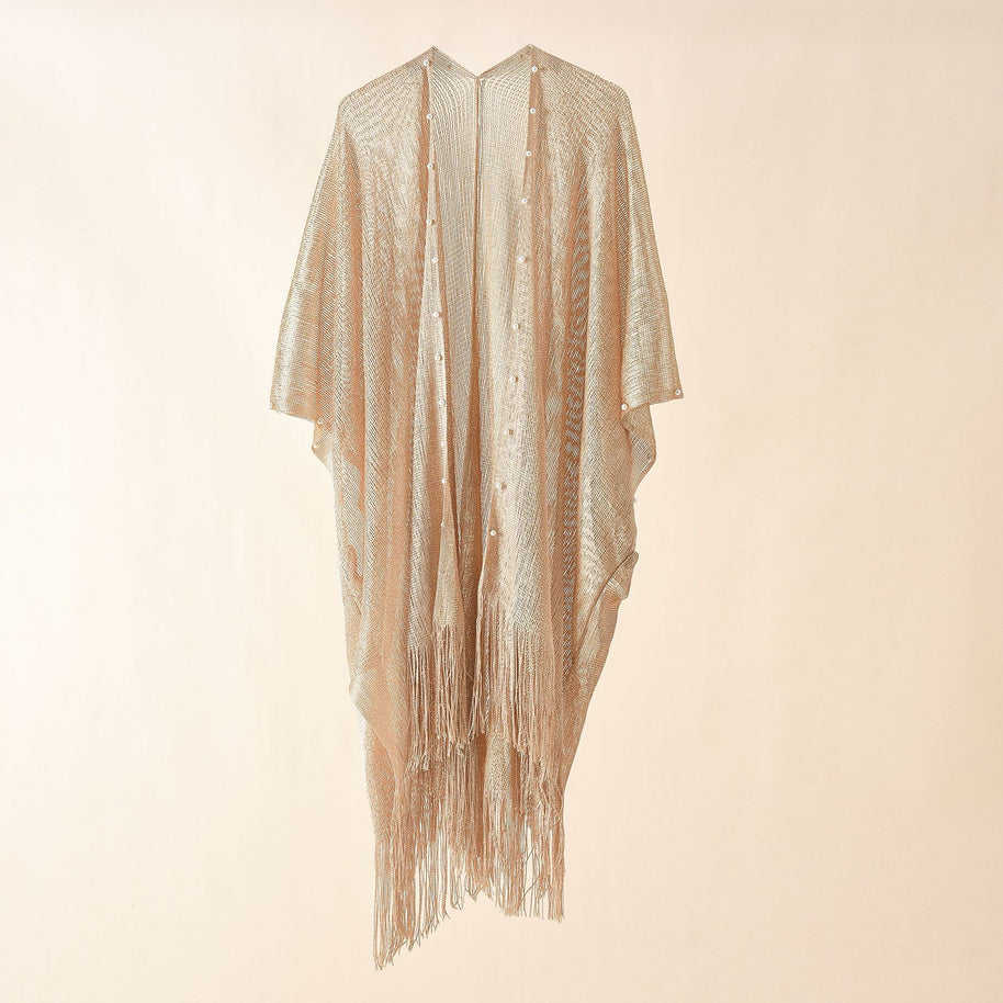 Damen transparenter Kaftan mit fransigen Kanten und elegantem Design WW