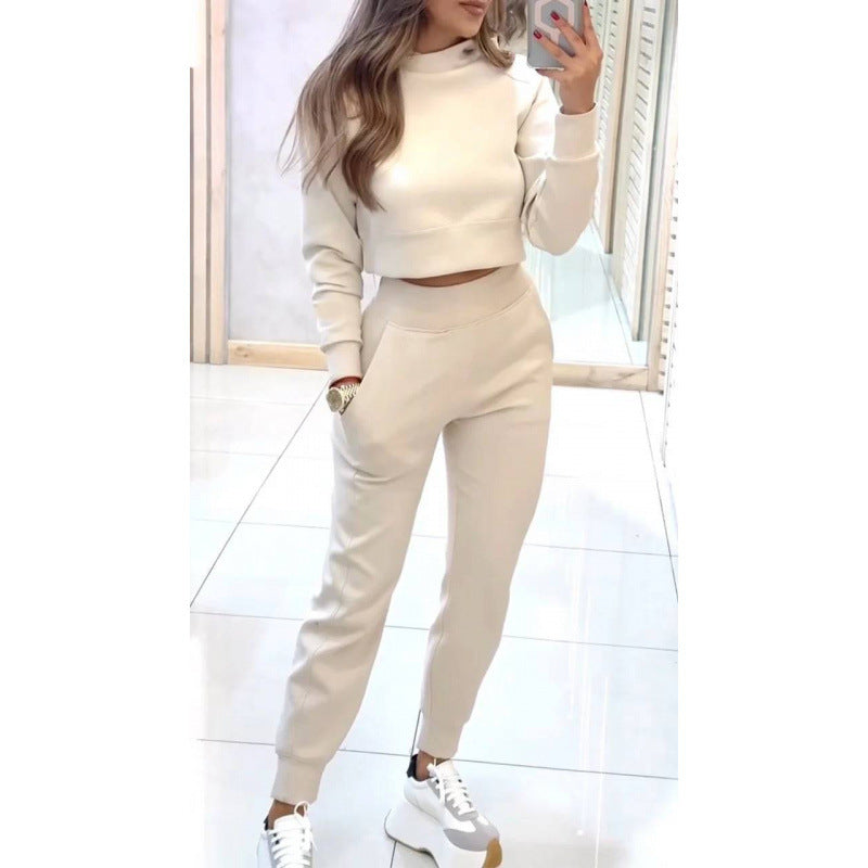 Damen Sportliches Lounge-Set mit cropped Oberteil und hohen Hüftbund WW