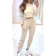 Damen Sportliches Lounge-Set mit cropped Oberteil und hohen Hüftbund WW