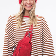 Damen Bequeme Streifenpulli mit Raglanärmeln und elastischen Bündchen WW