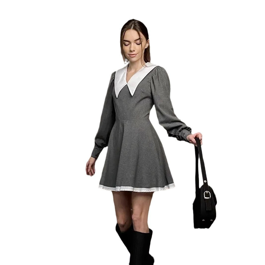 Damen sanft fließendes Kleid mit modernem Kragen WW