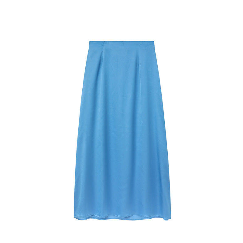 Damen Hochtaillierter Falten Maxi Rock WW