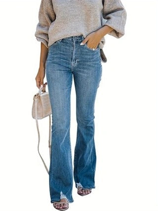 Damen Flared Jeans mit lässigem Schnitt und hohem Taillenbund W&W Mode