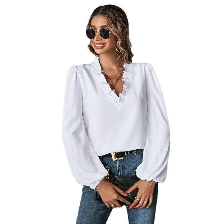 Damen Bluse mit voluminösen Ärmeln und eleganter Rüschendekoration W&W Mode