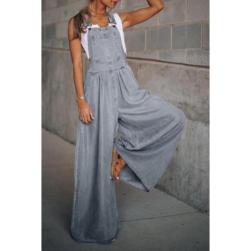 W&W Mode | Damen Denim-Overalls mit weitem Bein Design