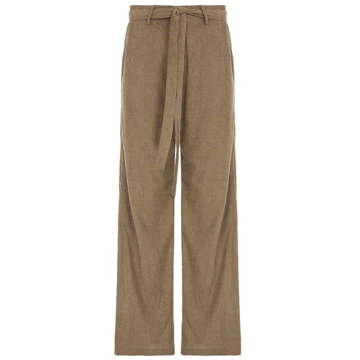 Damen lockere Leinenhose mit Taillengürtel W&W Mode