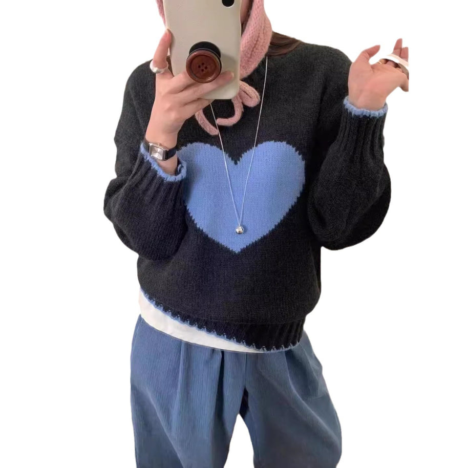 Damen angesagter Pullover mit Herzmotiv und lässigem Schnitt WW