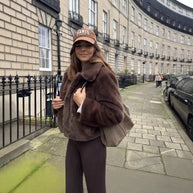 Damen stilvolle Kunstfelljacke mit modischem Revers WW